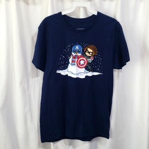 Marvel Lootwear Captain America Snowman navy graphic T-shirt unisex Medium